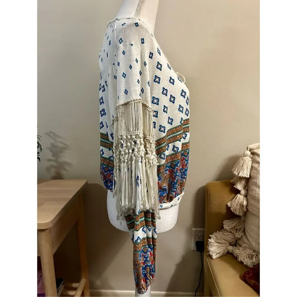 Free People Macra Maze Me Blouson Top Size XS - Picture 5 of 10